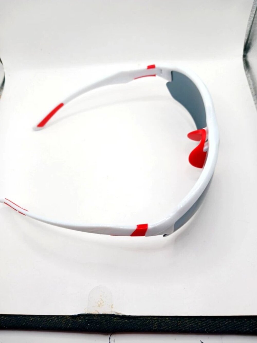 Sports Sunglasses White +Red Frame- Black Lenses UV400 New Unisex - Picture 6 of 7